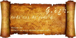 Gréczi Árpád névjegykártya